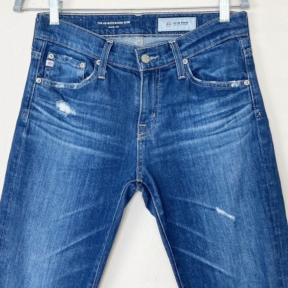 AG Adriano Goldschmied The Ex-Boyfriend Slouchy Slim Distressed Dark Wash Jean - Picture 2 of 9